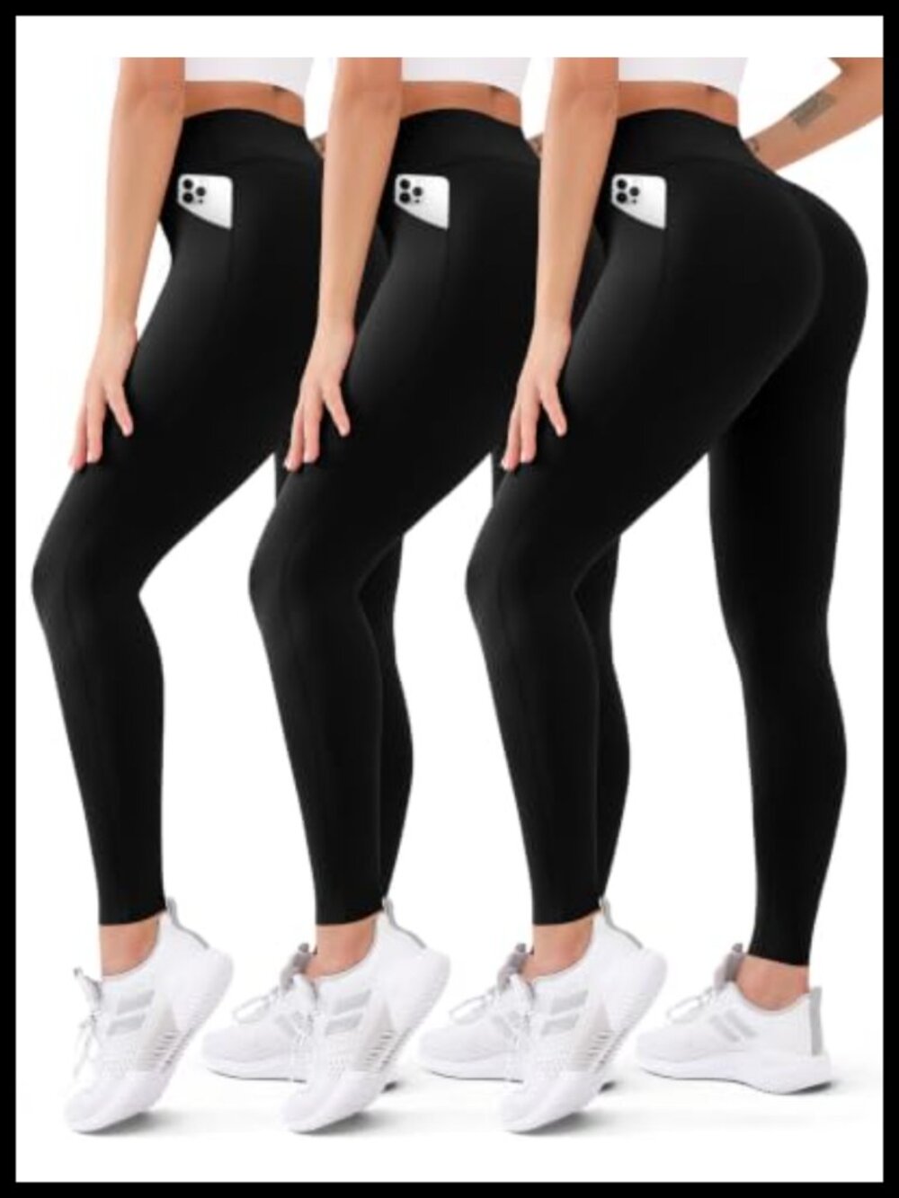 3 Pack High Waisted Butt Lift Leggings Yoga Pants Non See-Through Workout
